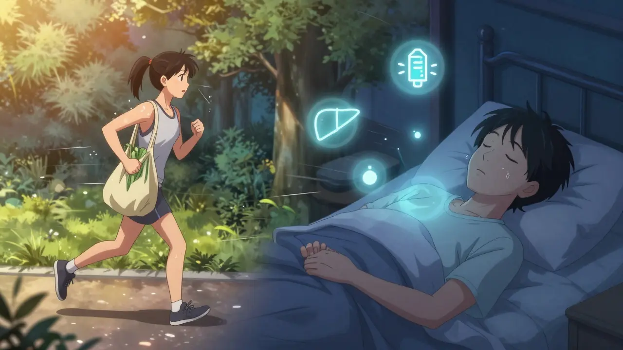 A patient jogs at dawn, symbolizing lifestyle changes that reverse antipsychotic-related metabolic damage.