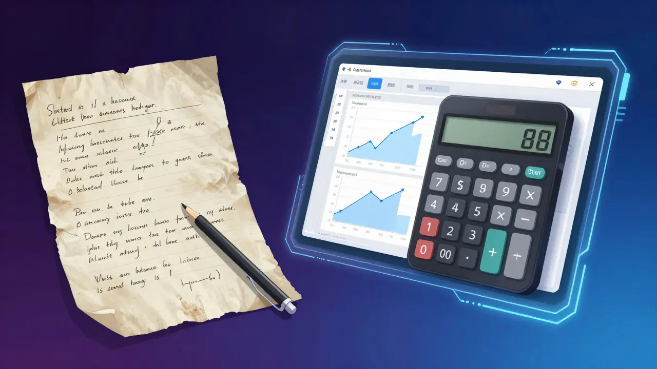 Anime illustration showing the transition from paper medical forms to a digital ADR calculator.