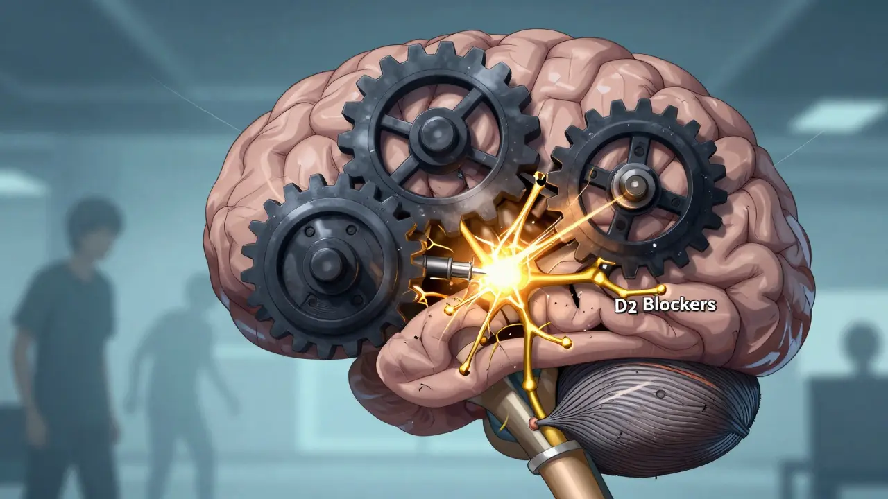 Anime brain diagram showing dark gears blocking golden neural pathways