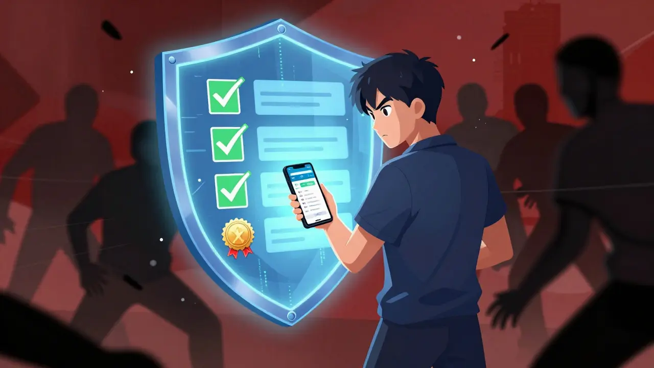 Anime character using digital shield to block fake pharmacies