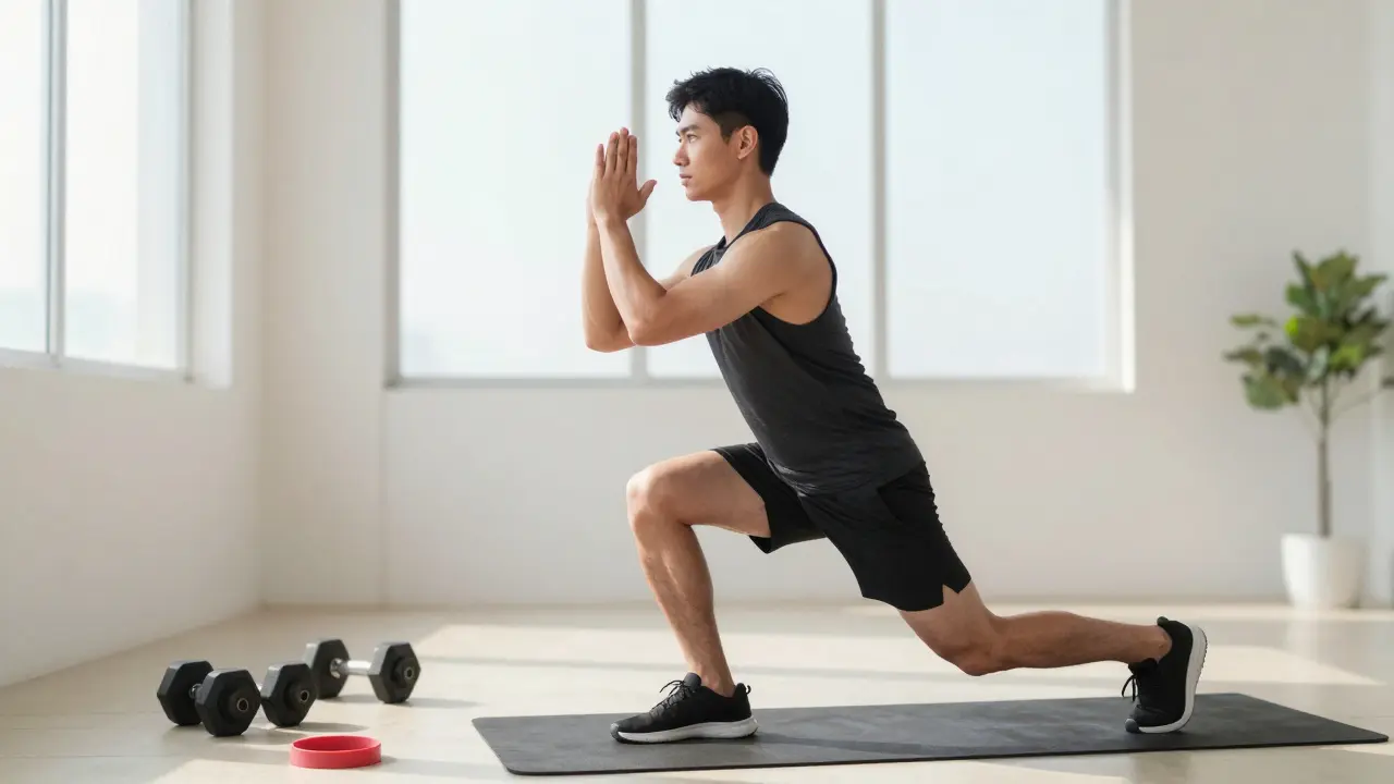 Character doing home resistance training