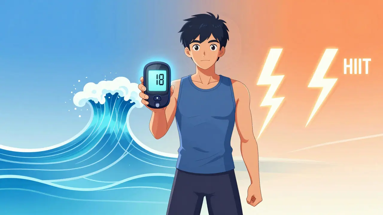 Person checking glucose monitor safely