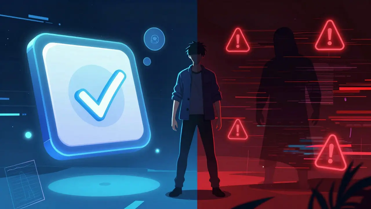 Anime illustration comparing safe telehealth vs risky sites