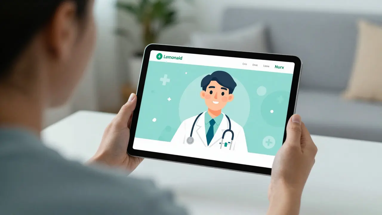 Anime style illustration of patient having video call with doctor for prescription