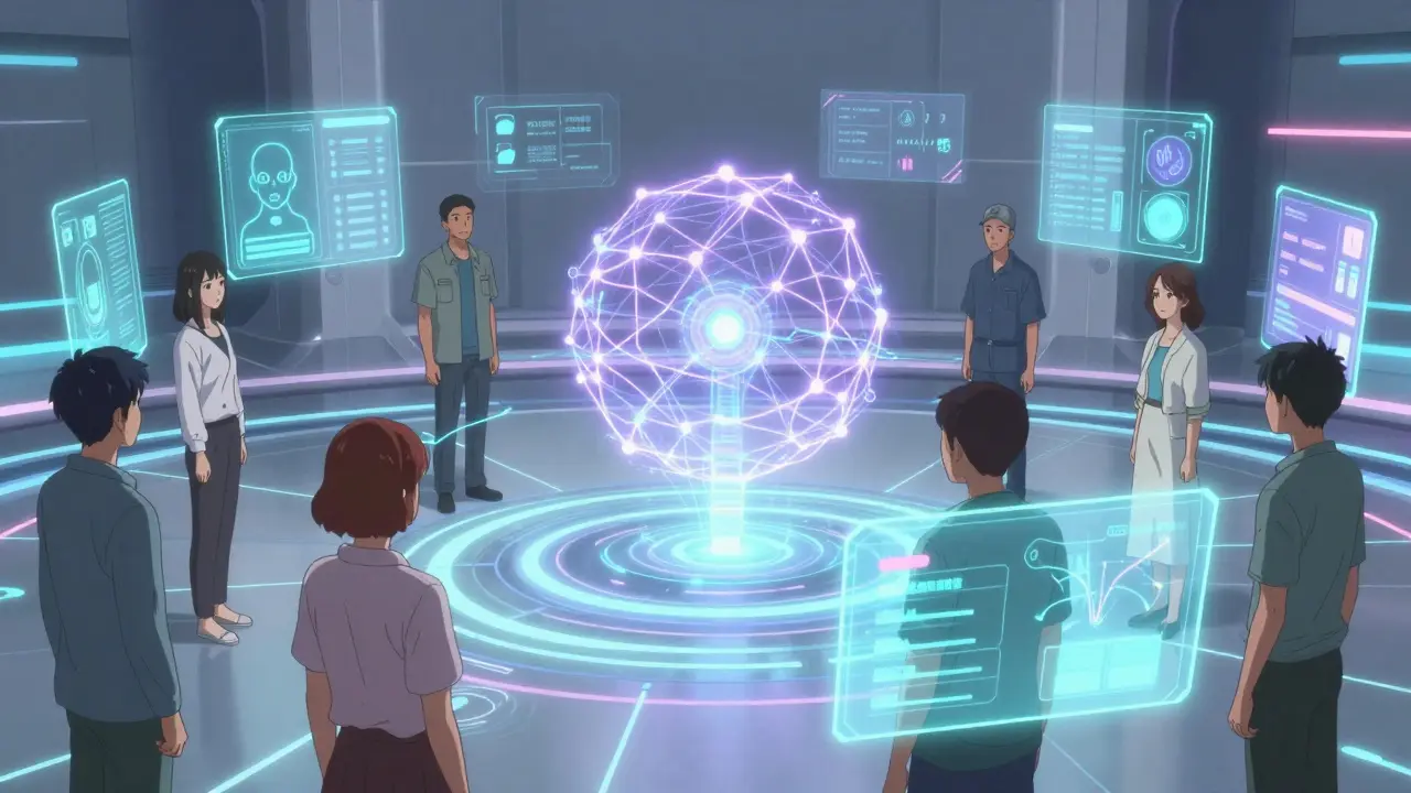 Futuristic digital visualization of AI-driven personalized health management.
