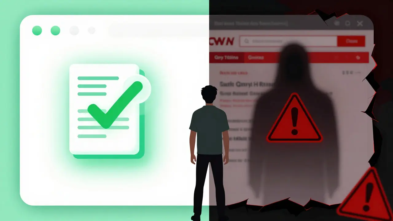 Anime split screen showing safe telehealth vs shady site